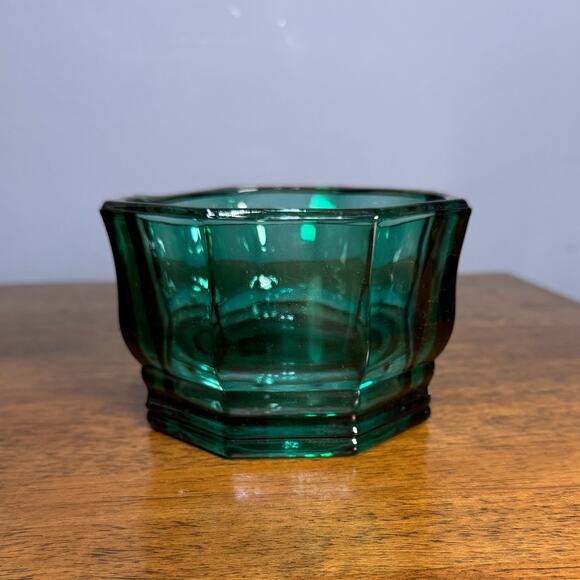 Vintage Indiana Glass Concord Octagon Candy Dish Teal/Emerald Green Color - Picture 2 of 5